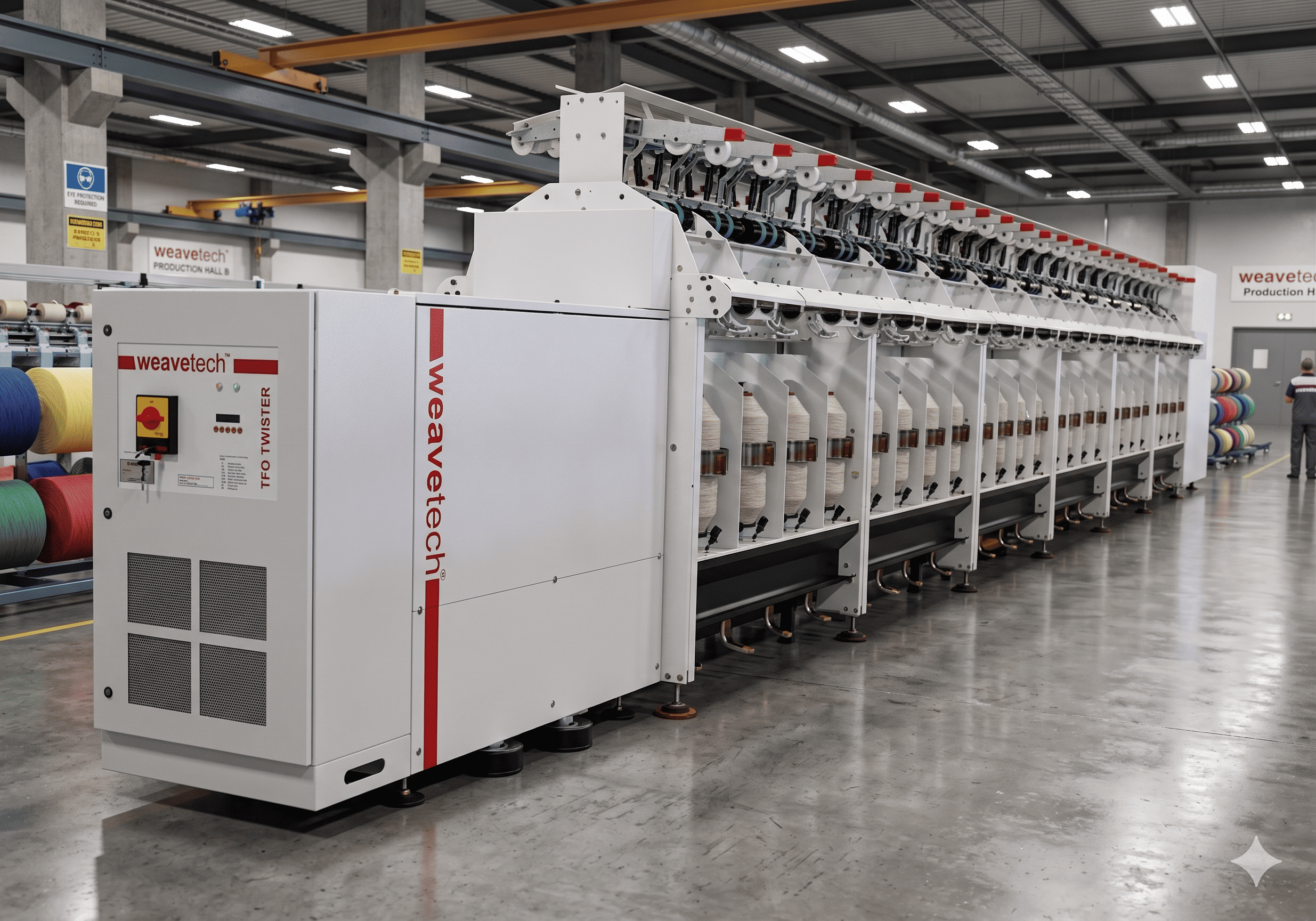 Industrial twisting machine preparing plied yarn