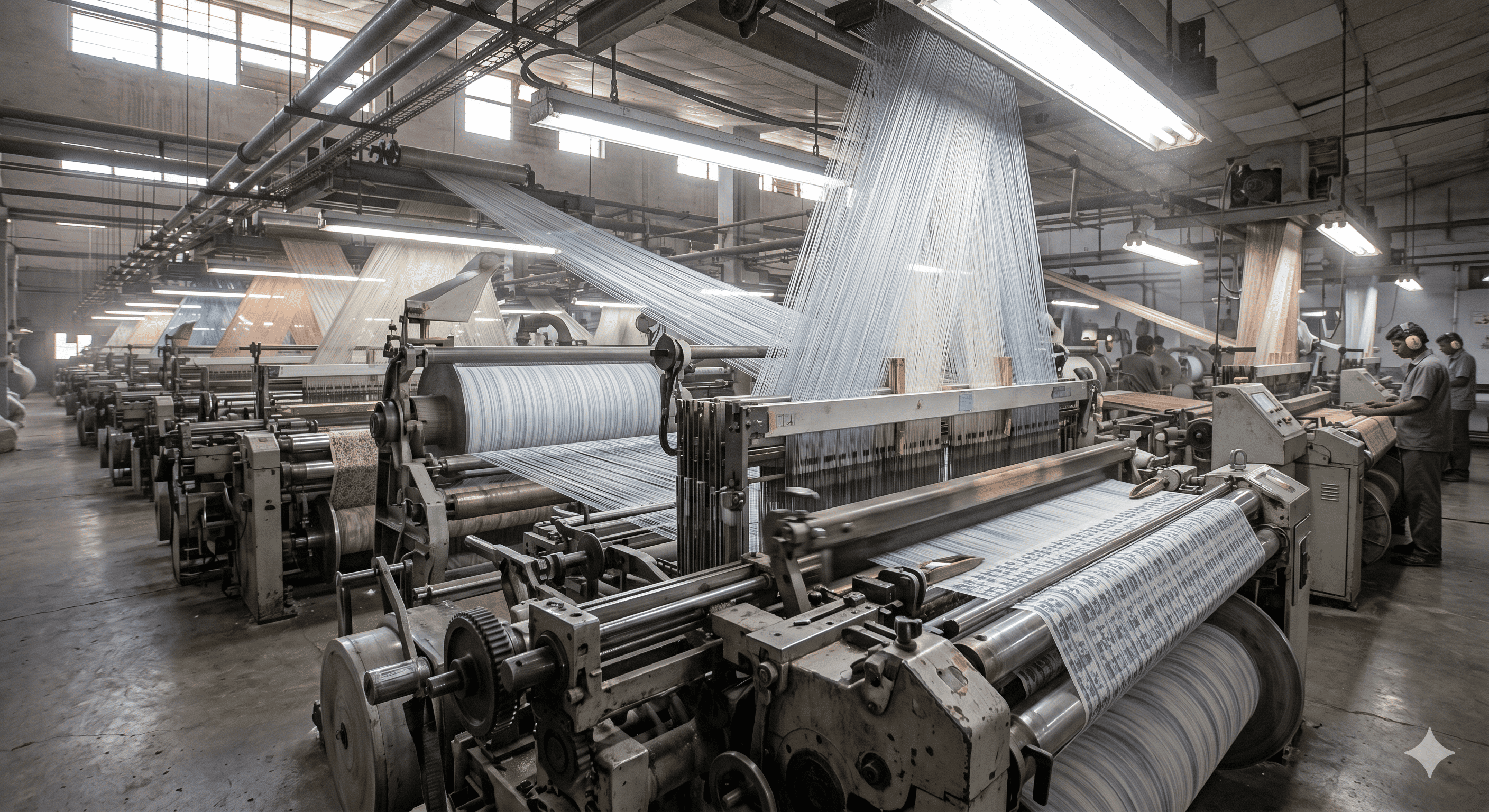 Rapier looms in production on the Greendrops weaving floor